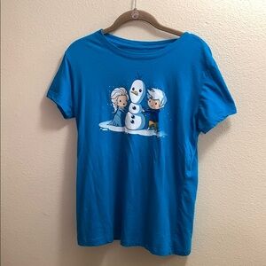Teeturtle Frozen Blue Cotton T-Shirt Women’s Size 2XL Winter Snowman Snow Cotton
